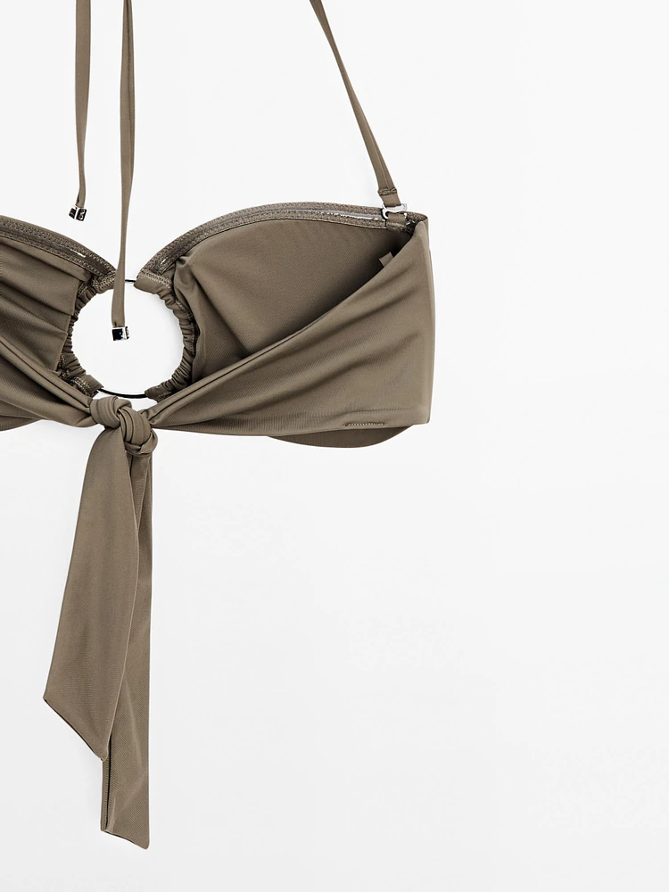 Haut de bikini bandeau avec anneau