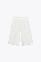 BELTED PLEATED LONG SHORTS