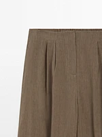 Linen blend straight-leg trousers with darts