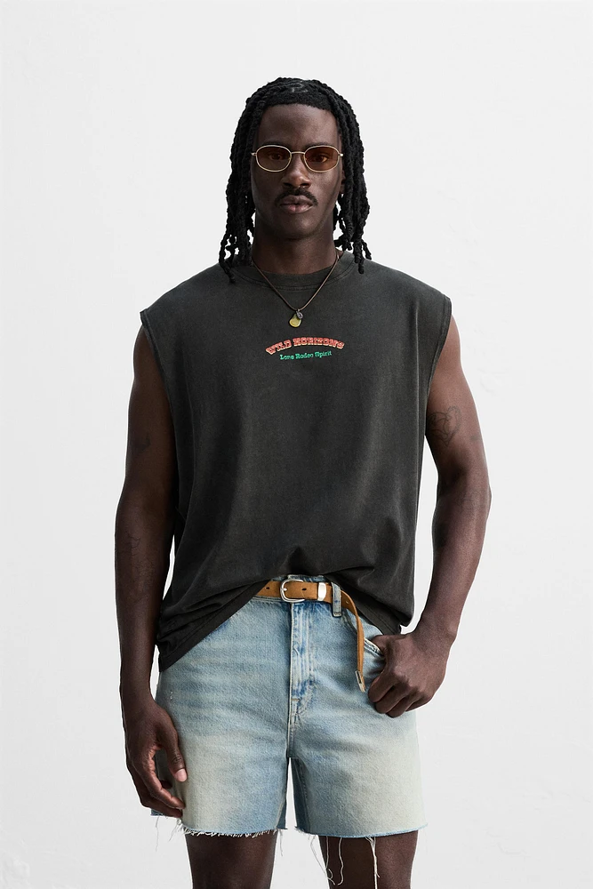 T-SHIRT DÉLAVÉ TANK IMPRIMÉS