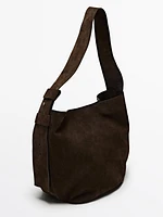 Split suede leather handbag