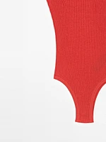 Cotton blend strappy knit bodysuit - STUDIO