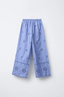 STRAIGHT LEG EMBROIDERED PANTS