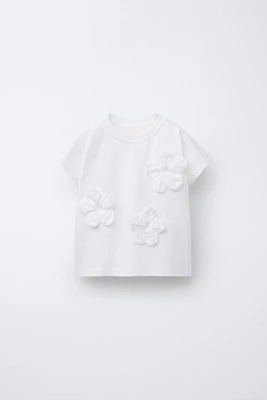 T-SHIRT À FLEURS APPLIQUÉES