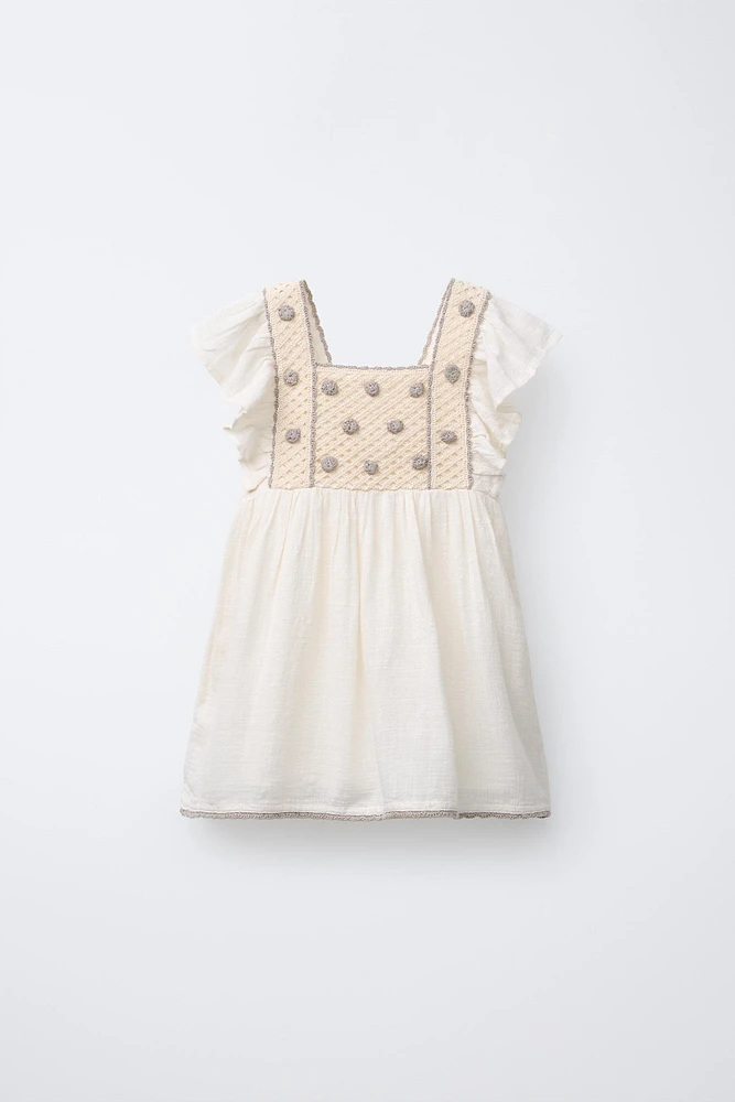 CROCHET KNIT TEXTURED DRESS