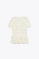 TOP ROMANTIQUE EN MAILLE MATIÈRES VARIÉES