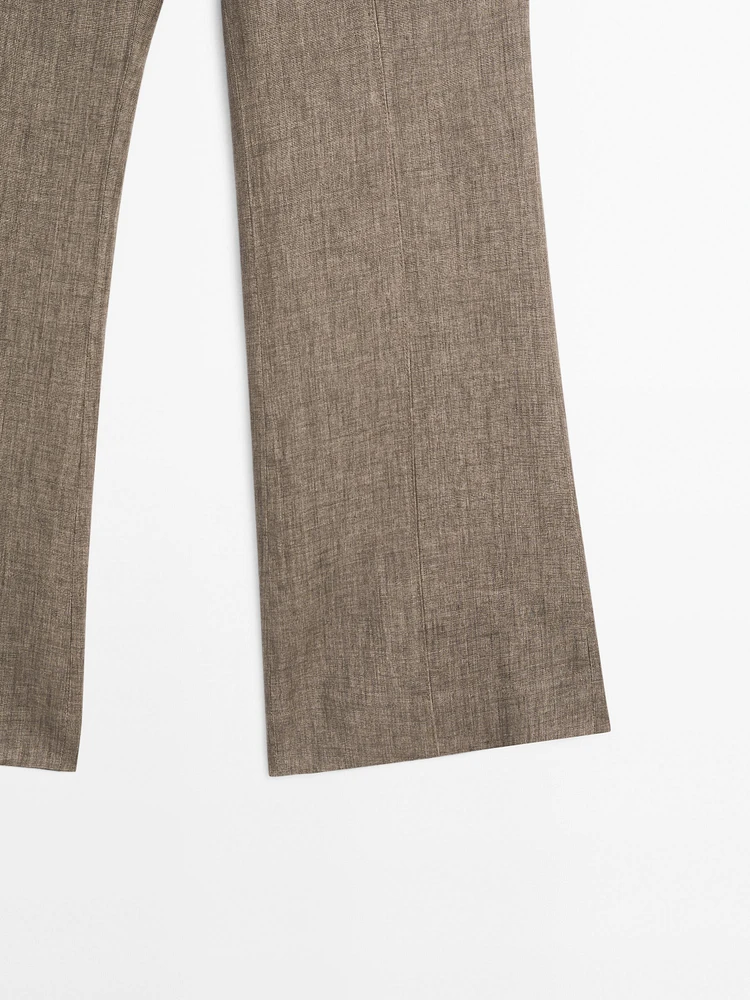 100% linen flare fit trousers