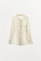CHEMISE EN LIN 100 % À COL CROISÉ