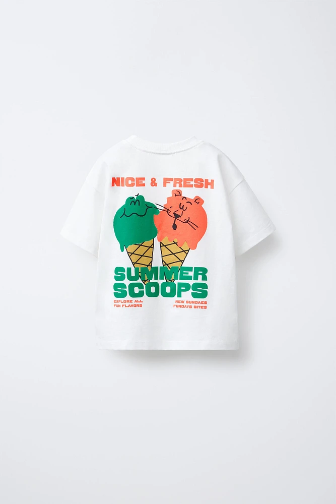 ANIMAL AND ICE CREAM PRINT T-SHIRT