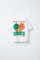ANIMAL AND ICE CREAM PRINT T-SHIRT