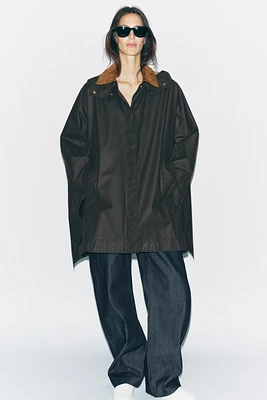 WAXED CAPE WITH CORDUROY COLLAR ZW COLLECTION