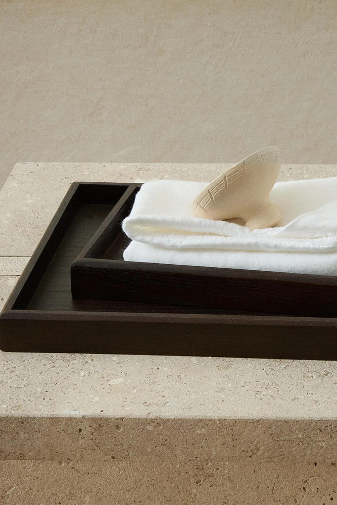 WOODEN BATHROOM TRAY