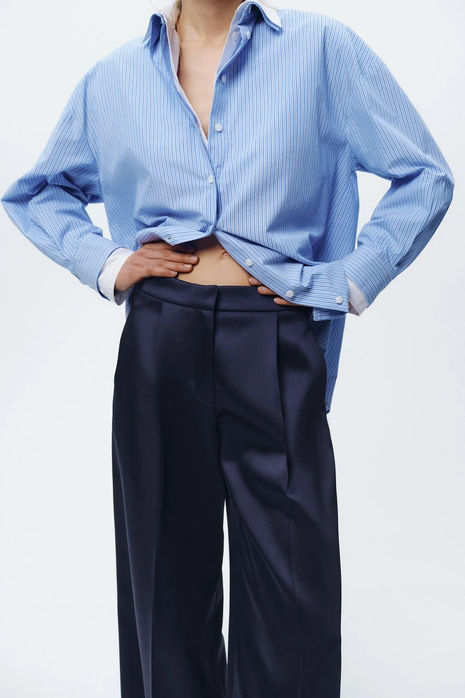 SATIN EFFECT WIDE LEG PANTS