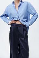 SATIN EFFECT WIDE LEG PANTS