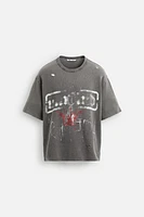 WASHED PRINT KNIT T-SHIRT