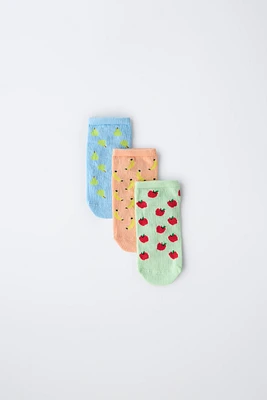 LOT DE TROIS PAIRES SOCQUETTES COURTES FRUITS