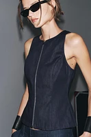 ZW COLLECTION DENIM ZIP-UP TOP