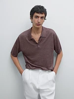 100% linen knit polo shirt