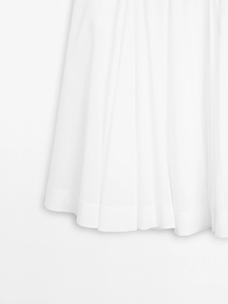 Jupe midi empiècement 100 % coton