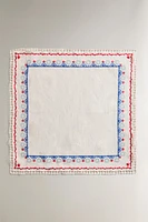 LOT SERVIETTES DE TABLE COTON BRODERIES POINT DE CROIX (LOT DE 2)