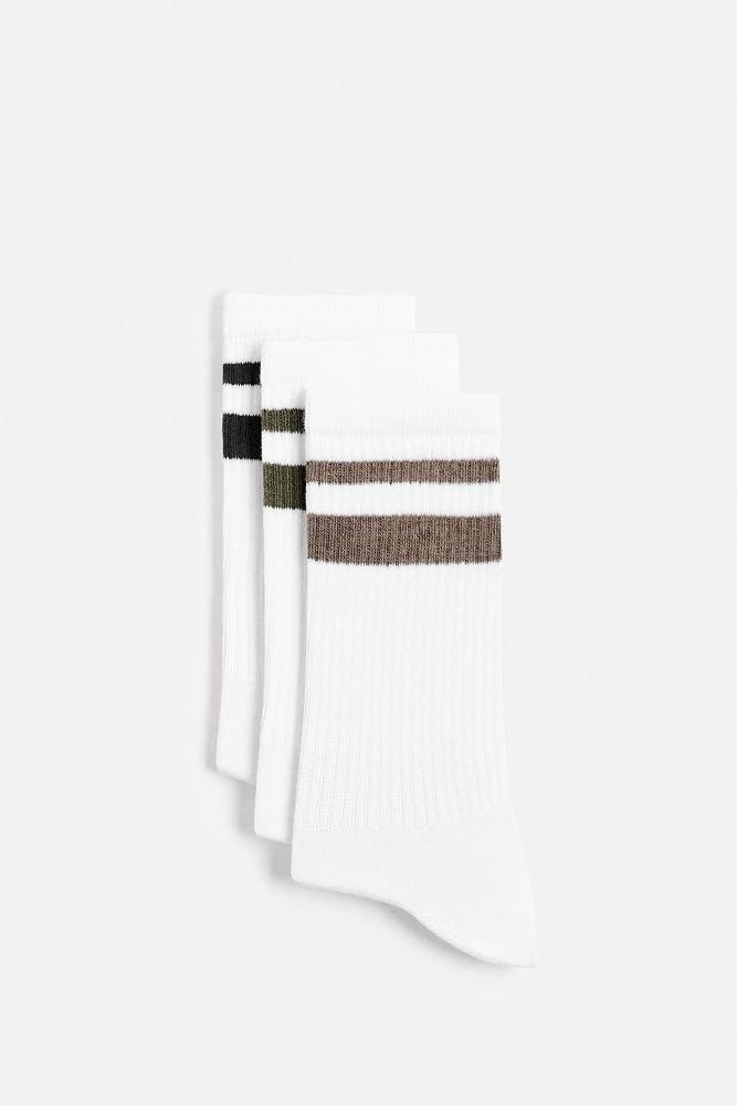 3-PACK OF RIBBED STRIPE SOCKS