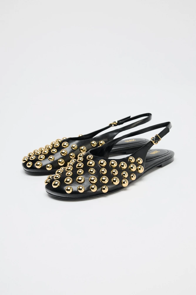 SLINGBACK STUDDED FLATS