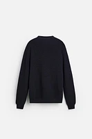 WOOL - COTTON MOCK NECK SWEATER