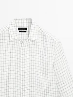 Chemise lin regular fit à carreaux