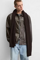 WASHED FAUX LEATHER OVERSHIRT