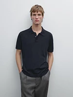 Cotton blend knit polo shirt