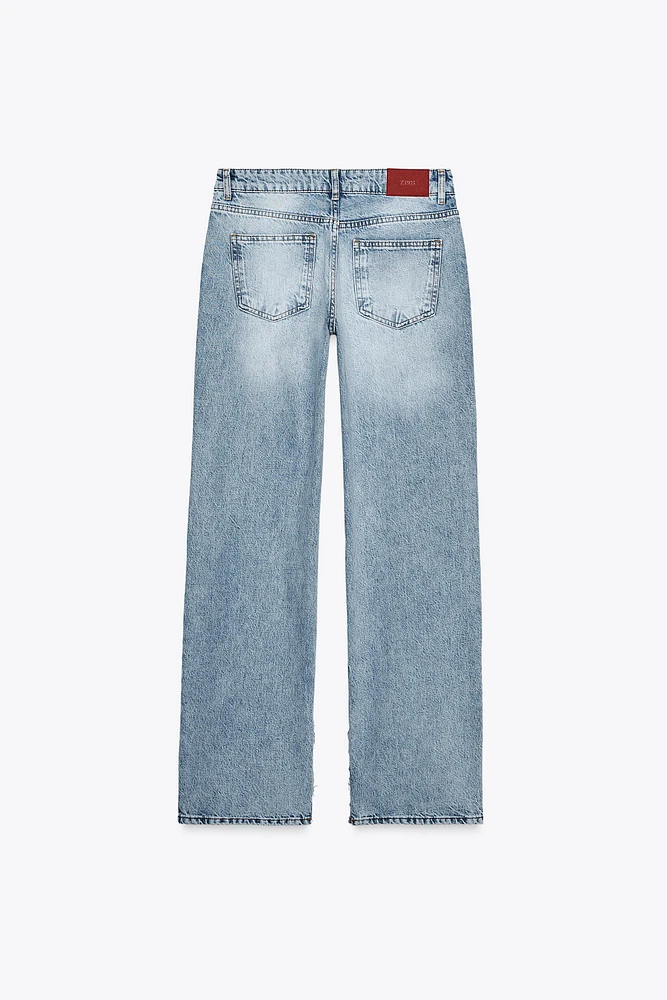JEAN Z1975 SLIM FLARE TAILLE BASSE LONG LENGTH DÉCHIRÉ