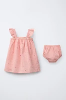 ROBE ET CULOTTE CARREAUX VICHY FLEURS BRODÉES
