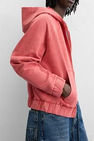 WASHED DETAIL ZIPPERED SWEATSHIRT