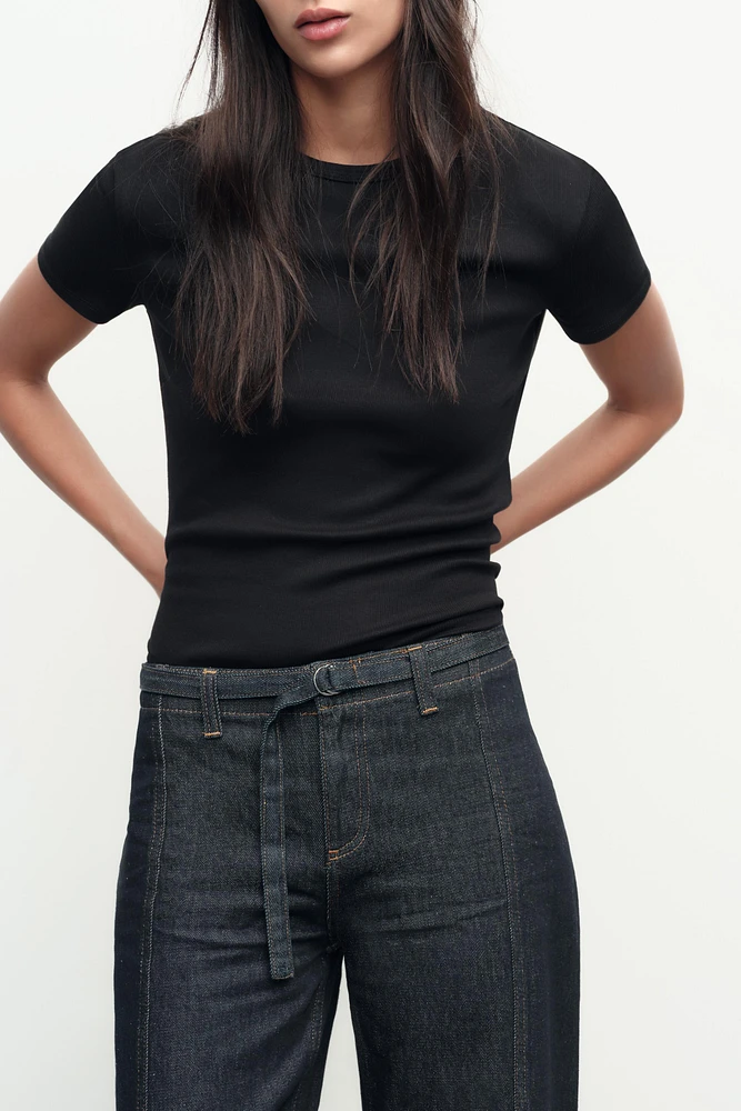 SHORT SLEEVE RIB TOP
