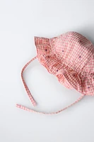 BONNET CARREAUX VICHY BRODÉ FLEURS