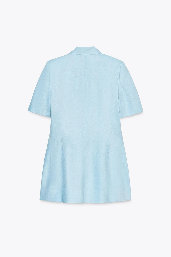 FITTED SHORT SLEEVE LINEN BLAZER