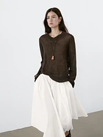 Cotton blend V-neck sweater