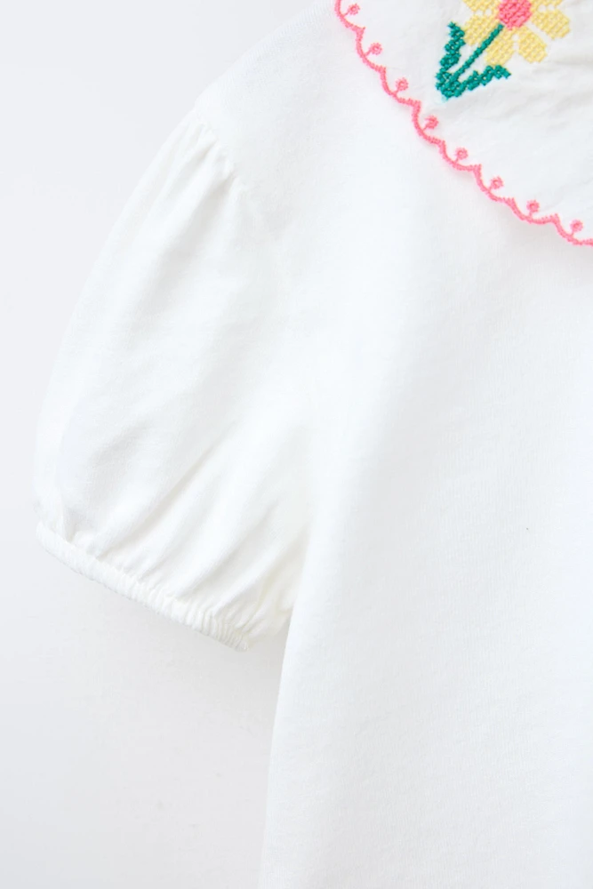 T-SHIRT COL CLAUDINE BRODÉ