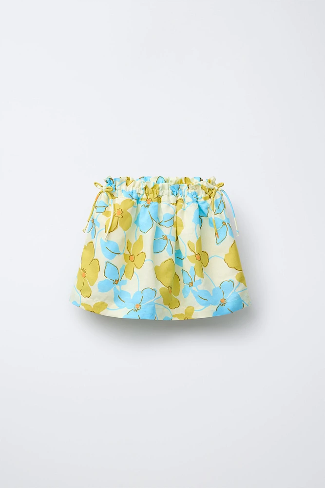JUPE-SHORT BERMUDA À FLEURS EN LIN