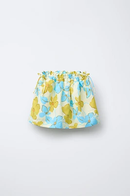JUPE-SHORT BERMUDA À FLEURS EN LIN
