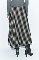 CHECKERED MIDI SKIRT ZW COLLECTION