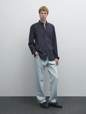 Cotton blend regular fit twill shirt