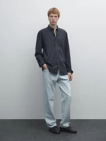 Cotton blend regular fit twill shirt