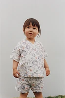 9-18 MOIS/ ENSEMBLE IMPRIMÉ KIMONO ET BERMUDA