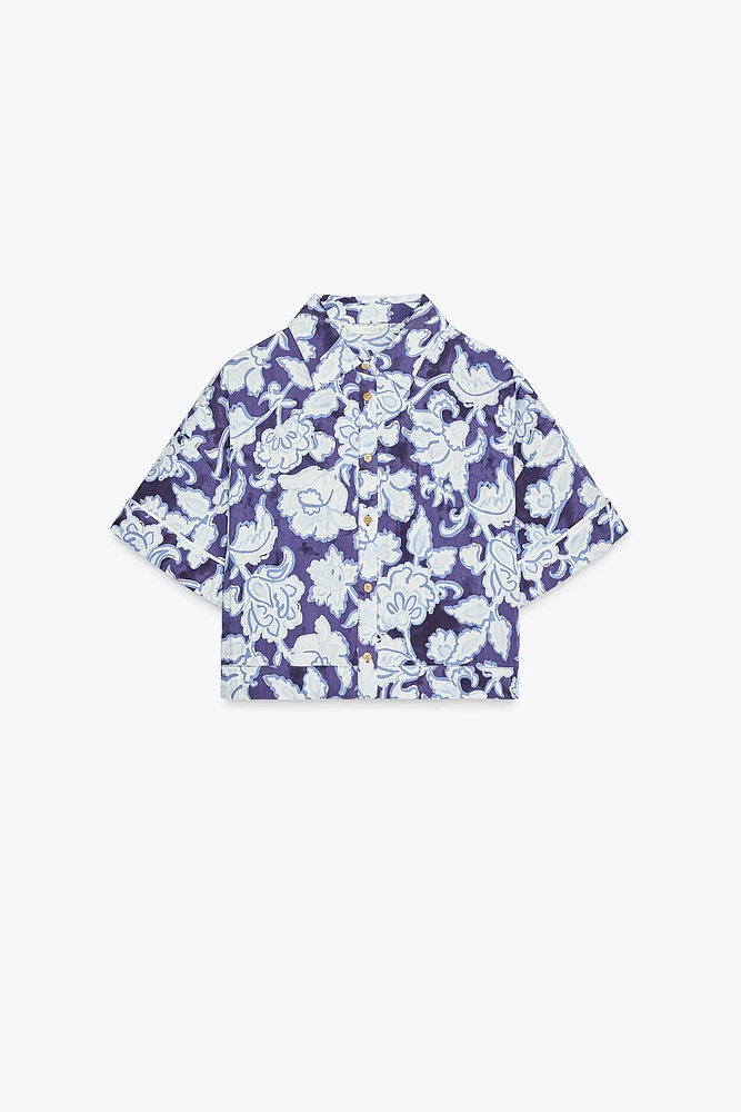CHEMISE COURTE À IMPRIMÉ FLORAL