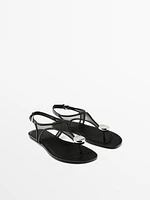 Mesh sandals with rhinestone detail