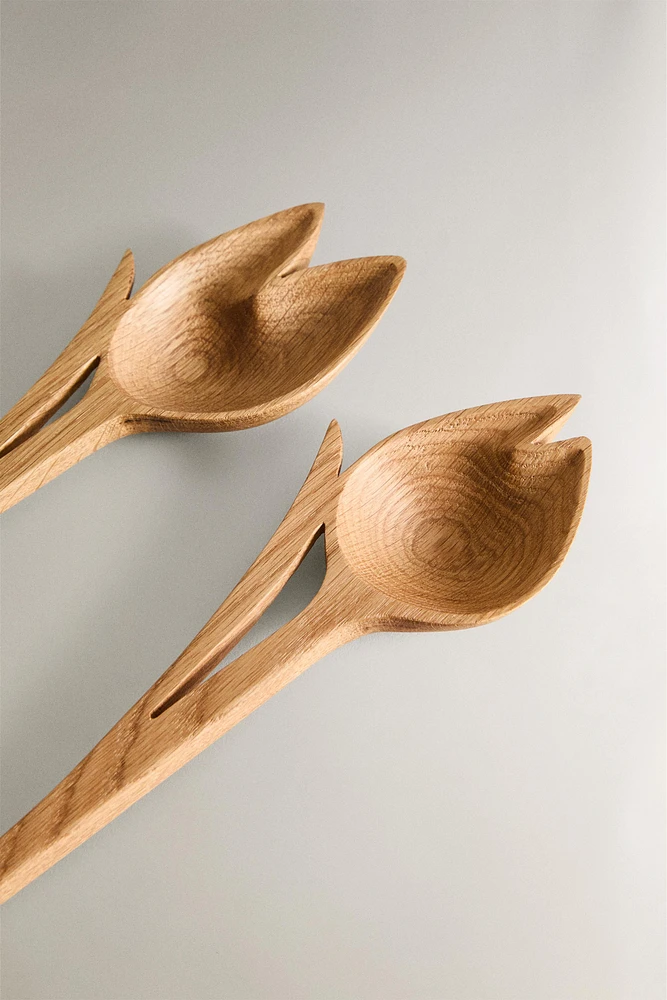 ENSEMBLE COUVERTS SALADE BOIS TULIPES (LOT DE 2)