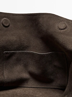 Split suede shoulder bag