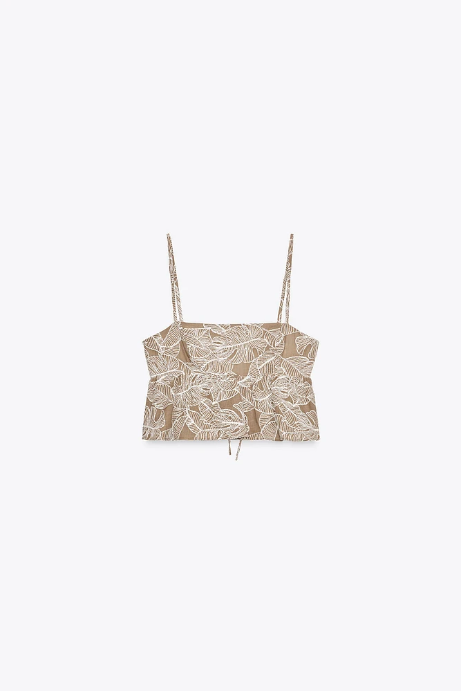 EMBROIDERED CROP TOP