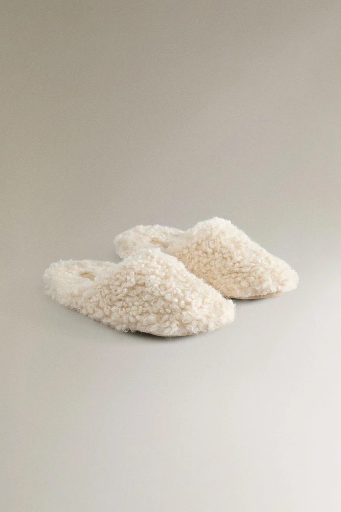 FAUX SHEARLING MULE SLIPPERS